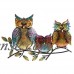 Sunjoy 110311007 Owl Family of Three 22.5" Hand-Painted Iron Outdoor Wall Decor, Multi-Color   555227675